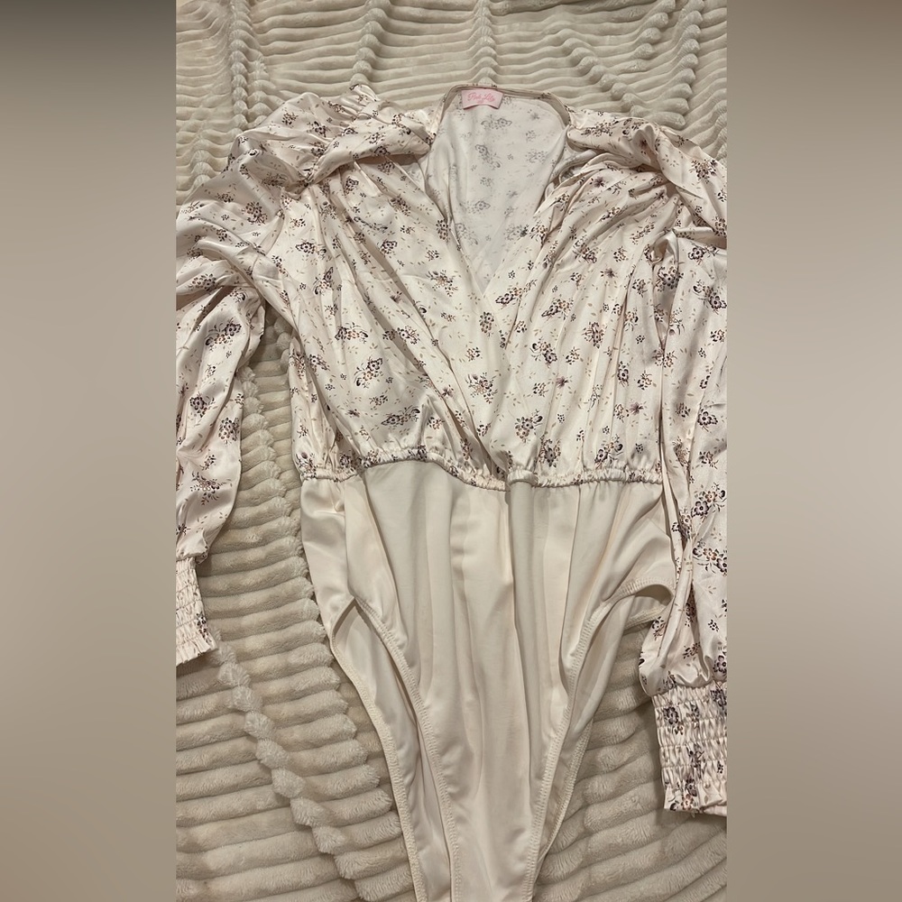 Roses in Silk Ivory Floral Wrap Bodysuit